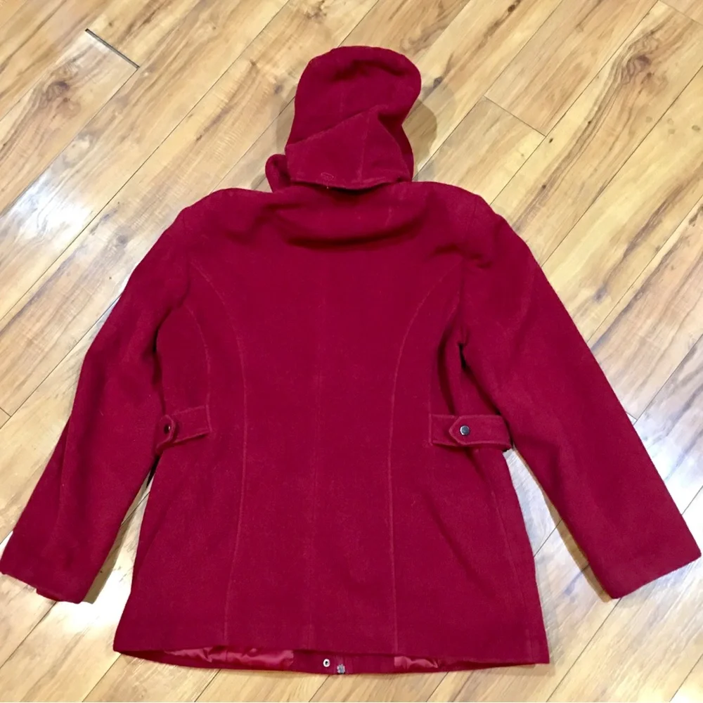 St Johns Bay cashmere red lined winter jacket pea coat wool preppy large XL - Picture 8 of 9